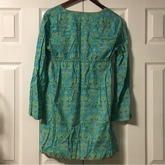 Victorias Secret Green and Gold Trim Paisley Caftan Tunic - Picture 5 of 10
